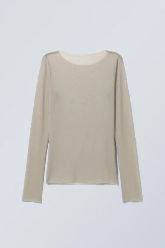 Camiseta de manga larga transparente – Gris claro