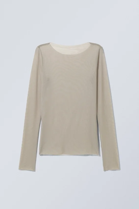 Camiseta de manga larga transparente – Gris claro Camiseta de manga larga transparente – Gris claro