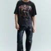 Camiseta de pantalón corto con estampado desgastado – Gris oscuro – Rock ‘N’ Roll