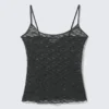 Camiseta de pijama de encaje – Gris oscuro
