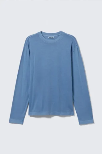 Camiseta de pijama holgada de manga larga – Azul