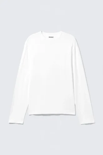 Camiseta de pijama holgada de manga larga – Blanco