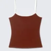 Camiseta de tirantes ajustada – Burdeos y blanco Camiseta de tirantes ajustada – Burdeos y blanco