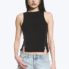 Camiseta de tirantes ajustada con corchetes – Negro Camiseta de tirantes ajustada con corchetes – Negro