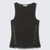 Camiseta de tirantes ajustada con corchetes – Negro Camiseta de tirantes ajustada con corchetes – Negro