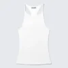 Camiseta de tirantes ajustada con espalda nadadora – Blanco roto