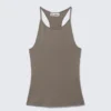 Camiseta de tirantes ajustada con espalda nadadora – Gris polvoriento