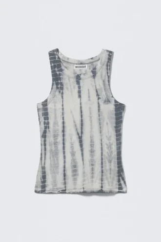Camiseta de tirantes ajustada con estampado tie-dye – Gris tie-dye