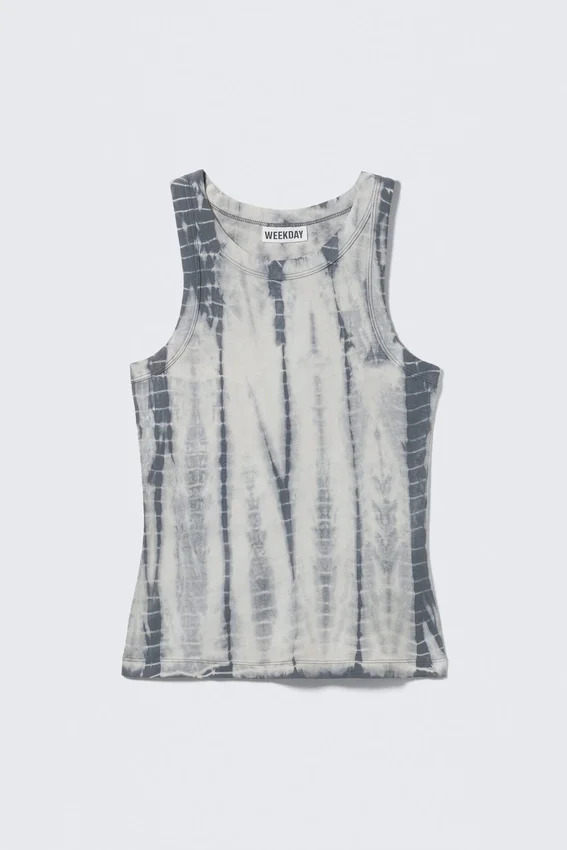 Camiseta de tirantes ajustada con estampado tie-dye – Gris tie-dye Camiseta de tirantes ajustada con estampado tie-dye – Gris tie-dye