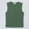 Camiseta de tirantes ajustada con hombros anchos – Verde oscuro Camiseta de tirantes ajustada con hombros anchos – Verde oscuro