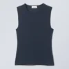 Camiseta de tirantes ajustada de algodón – Azul oscuro