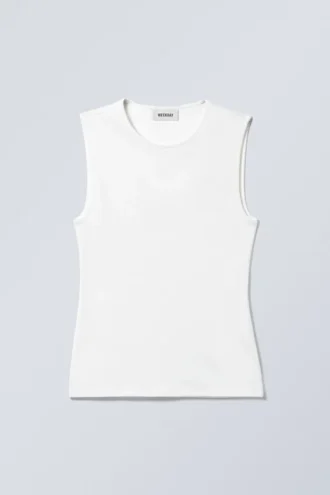 Camiseta de tirantes ajustada de algodón – Blanca