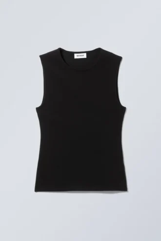 Camiseta de tirantes ajustada de algodón – Negro