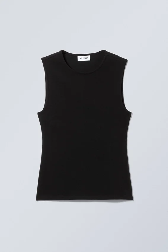 Camiseta de tirantes ajustada de algodón – Negro Camiseta de tirantes ajustada de algodón – Negro