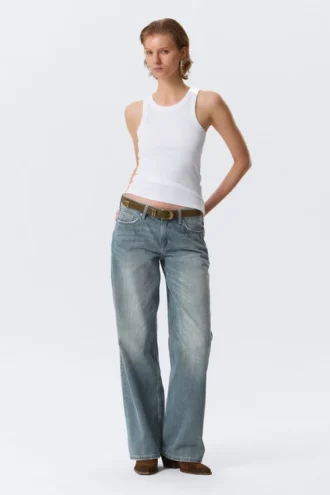 Camiseta de tirantes ajustada de canalé – Blanca