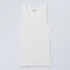Camiseta de tirantes ajustada de canalé – Blanca Camiseta de tirantes ajustada de canalé – Blanca