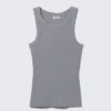 Camiseta de tirantes ajustada de canalé – Gris