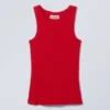 Camiseta de tirantes ajustada de canalé – Rojo Camiseta de tirantes ajustada de canalé – Rojo