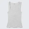 Camiseta de tirantes ajustada de cuello cuadrado y canalé – Gris jaspeado Camiseta de tirantes ajustada de cuello cuadrado y canalé – Gris jaspeado