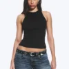 Camiseta de tirantes ajustada de jersey de algodón – Negro Camiseta de tirantes ajustada de jersey de algodón – Negro
