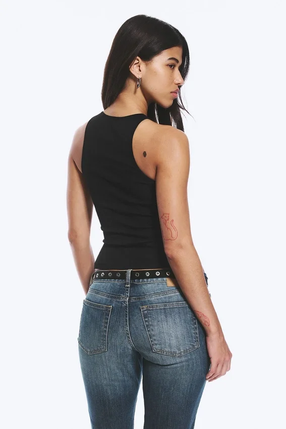 Camiseta de tirantes ajustada de jersey de algodón – Negro Camiseta de tirantes ajustada de jersey de algodón – Negro