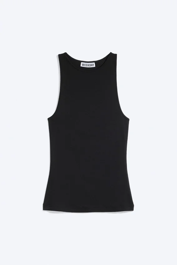 Camiseta de tirantes ajustada de jersey de algodón – Negro Camiseta de tirantes ajustada de jersey de algodón – Negro