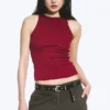 Camiseta de tirantes ajustada de jersey de algodón – Rojo Camiseta de tirantes ajustada de jersey de algodón – Rojo