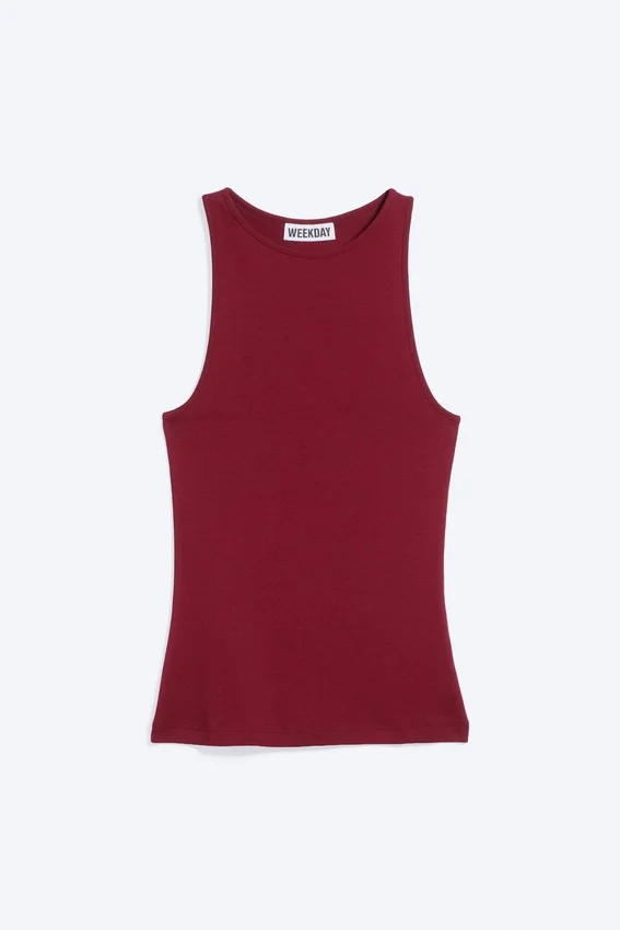 Camiseta de tirantes ajustada de jersey de algodón – Rojo Camiseta de tirantes ajustada de jersey de algodón – Rojo