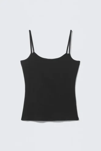 Camiseta de tirantes ajustada sin mangas – Negro