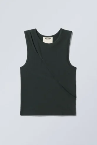 Camiseta de tirantes ajustada y lisa – Gris oscuro