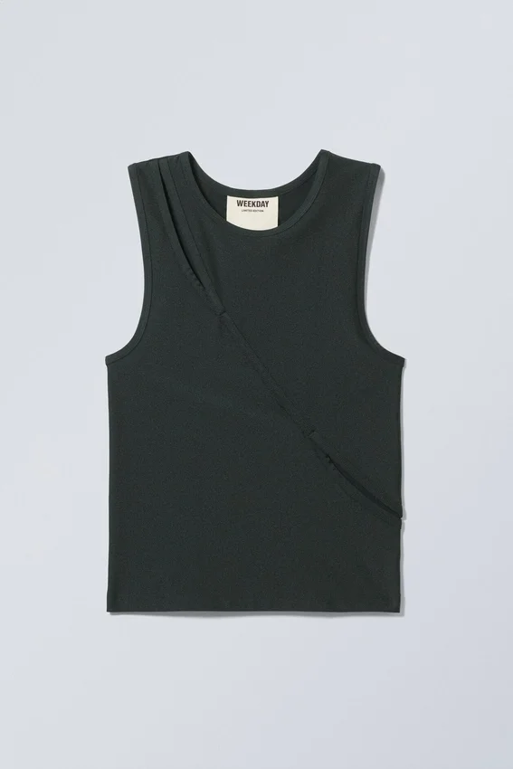 Camiseta de tirantes ajustada y lisa – Gris oscuro Camiseta de tirantes ajustada y lisa – Gris oscuro
