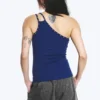 Camiseta de tirantes asimétrica con detalle de ojales – Azul brillante Camiseta de tirantes asimétrica con detalle de ojales – Azul brillante