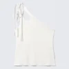 Camiseta de tirantes asimétrica de jersey con lazo – Blanca Camiseta de tirantes asimétrica de jersey con lazo – Blanca