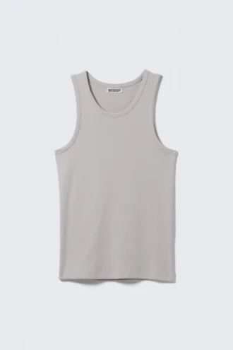 Camiseta de tirantes clásica de canalé – Gris claro