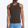 Camiseta de tirantes clásica de canalé – Marrón oscuro Camiseta de tirantes clásica de canalé – Marrón oscuro