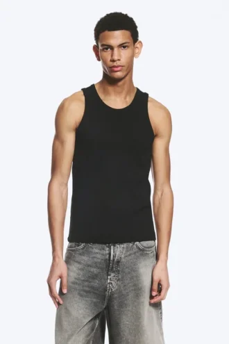 Camiseta de tirantes clásica de canalé – Negro