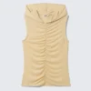 Camiseta de tirantes con capucha fruncida – Beige claro Camiseta de tirantes con capucha fruncida – Beige claro