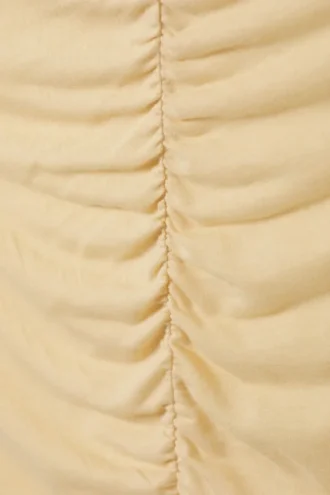 Camiseta de tirantes con capucha fruncida – Beige claro
