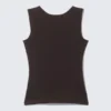 Camiseta de tirantes con cuello barco y espalda abierta – Marrón oscuro Camiseta de tirantes con cuello barco y espalda abierta – Marrón oscuro