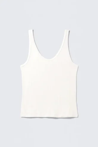 Camiseta de tirantes con cuello redondo – Blanco roto