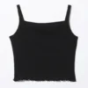 Camiseta de tirantes corta de canalé – Negro