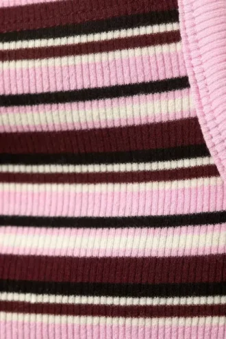 Camiseta de tirantes corta de canalé – Rayas rojo oscuro