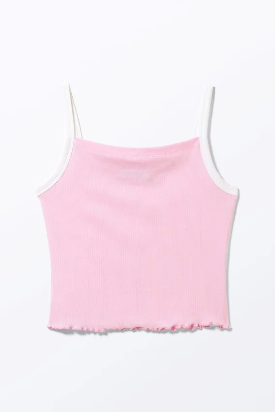 Camiseta de tirantes corta de canalé – Rosa Camiseta de tirantes corta de canalé – Rosa