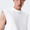 Camiseta de tirantes de algodón de corte holgado y corte cuadrado – Blanco Camiseta de tirantes de algodón de corte holgado y corte cuadrado – Blanco