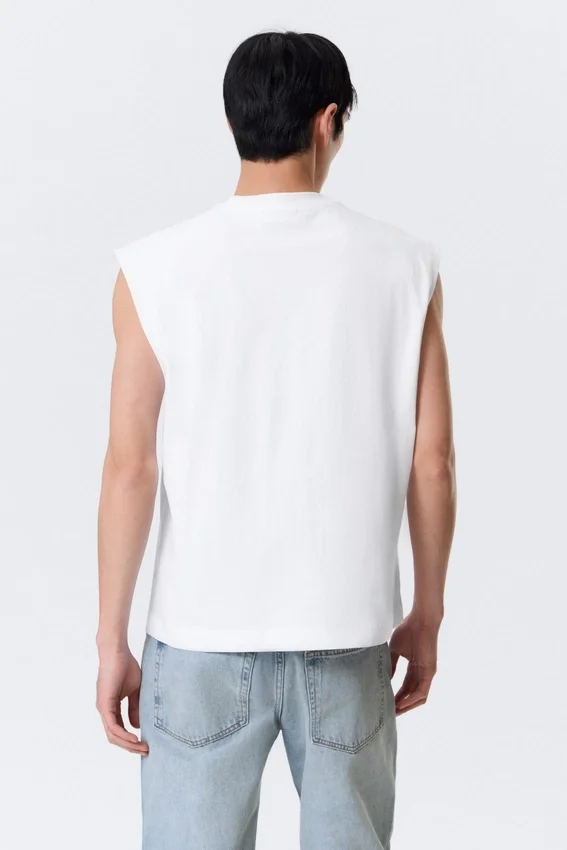 Camiseta de tirantes de algodón de corte holgado y corte cuadrado – Blanco Camiseta de tirantes de algodón de corte holgado y corte cuadrado – Blanco