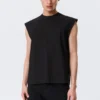 Camiseta de tirantes de algodón de corte holgado y cuello cuadrado – Negro Camiseta de tirantes de algodón de corte holgado y cuello cuadrado – Negro