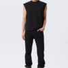 Camiseta de tirantes de algodón de corte holgado y cuello cuadrado – Negro Camiseta de tirantes de algodón de corte holgado y cuello cuadrado – Negro
