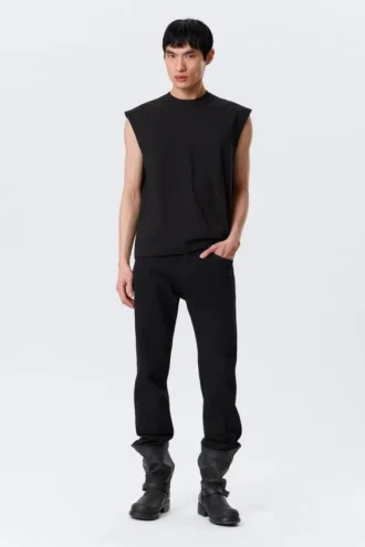 Camiseta de tirantes de algodón de corte holgado y cuello cuadrado – Negro