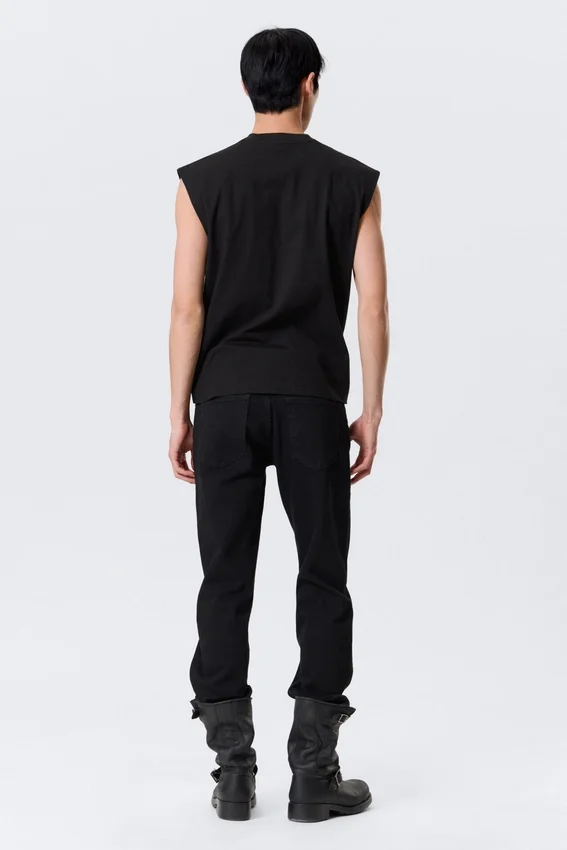Camiseta de tirantes de algodón de corte holgado y cuello cuadrado – Negro Camiseta de tirantes de algodón de corte holgado y cuello cuadrado – Negro