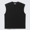 Camiseta de tirantes de algodón de corte holgado y cuello cuadrado – Negro Camiseta de tirantes de algodón de corte holgado y cuello cuadrado – Negro
